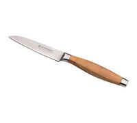 Le Creuset Coltello per Verdure, Lama in Acciaio Damasco 18,8 da 9 cm con Filo Liscio, Manico in Legno d'ulivo, Acciaio Inox, Marrone,Argento, 98000109000200