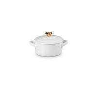 Le Creuset Figural Hearts Collection - Mini cocotte rotonda in gres porcellanato, 226,8 g, bianco con pomello a forma di cuore dorato
