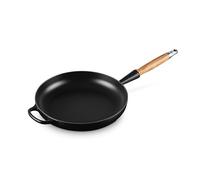 Le Creuset Padella Evolution con manico in legno in ghisa vetrificata, diameter 24 cm, Nero opaco, 20258240000422