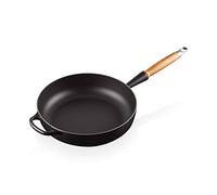 LE CREUSET Padella Evolution con manico in legno in ghisa vetrificata, diameter 28 cm, Nero opaco, 20259280000422