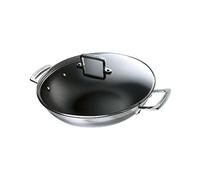 Le Creuset Padella Wok in acciaio inox con int. antiaderente e coperchio in vetro, diameter 30 cm, Volume 4.3L, Compatibile con Tutte le Fonti di Calore (Induzione Inclusa), 96201130001000