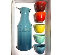 Le Creuset SAKE Set Tokkuri Ochoko Rainbow Blue bottiglia Japan tazze...