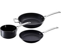 Le Creuset Set 3 pezzi casseruole e padella alluminio antiaderente, diameter 16, 24 x 26 cm, per per tutte le fonti di calore, induzione incluso, Nero, 51804000010002