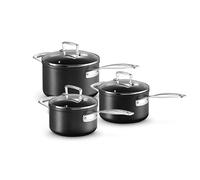 Le Creuset Set 3 pezzi casseruole in alluminio antiaderente, diameter 16, 18, 20 cm, per tutte le fonti di calore, induzione incluso, Nero, 51803000010002