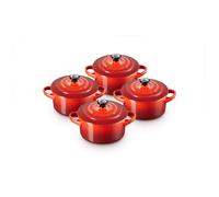 Le Creuset Set 4 Mini Cocotte in gres vetrificato, 250 ml, diameter 10 cm, Ciliegia, 79212100600100