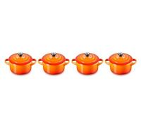 Le Creuset Set 4 Mini Cocotte in gres vetrificato, 250 ml, diameter 10 cm, Arancione, 79212100900100