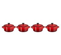 Le Creuset Set 4 Mini Cocotte in gres vetrificato, 250 ml, diameter 10 cm, Ciliegia, 79212100600100