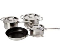 Le Creuset Set 4 Pezzi casseruole in acciaio inox e padella alta int. Antiaderente con Coperchi, Compatibile con Tutte le Fonti di Calore, Induzione Inclusa, 96209100001000
