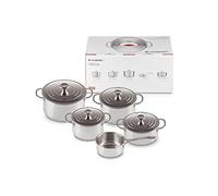 LE CREUSET Set 5 Pezzi Casseruole in Acciaio Inox, 3 Casseruole, Diametro 18, 20, 24 cm, 1 Pentola, Diametro 26 cm, 1 Casseruola, Diametro 28 cm, 96605300000000