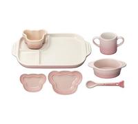 LE CREUSET Set di stoviglie per bambini rosa latte piatto orso tazza ramekin ...