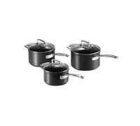 Le Creuset Set 3 pezzi casseruole in alluminio antiaderente, diameter 16, 18, 20 cm, per tutte le fonti di calore, induzione incluso, Nero, 51803000010002