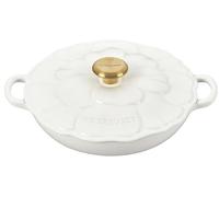 Le Creuset Signature - Braiser in ghisa smaltata, 2,25 qt, colore: bianco con pomello dorato