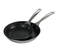 LE CREUSET Signature - Set di padelle antiaderenti in acciaio inox, 2 pezzi, diametro 20 cm, diametro 26 cm, argento