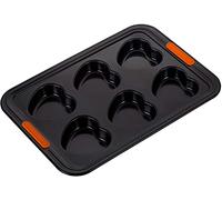 Le Creuset Stampo Antiaderente per 6 Muffin a Forma di Cuore, PFOA Free, Resistente alle Sostanze Acide, Finitura in Acciaio al Carbonio, Antracite/Arancio