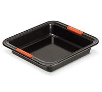 Le Creuset Stampo Antiaderente, Quadrato, 23 x 23 x 5 cm, Resistente alle Sostanze Acide, Finitura in Acciaio al Carbonio, Antracite,Arancione, 94100929000000