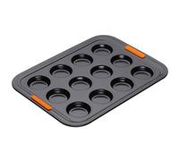LE CREUSET Stampo per Crostata Piccola Antiaderente per Biscotti, per 12 Porzioni, Diametro 6.5 cm, Resistente alle Sostanze Acide, Finitura in Acciaio al Carbonio, Antracite, Arancio, 94100240000000