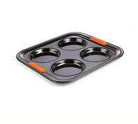 LE CREUSET Stampo per Yorkshire Pudding Antiaderente, per 4 Pezzi, Diametro 10 cm, Resistente alle Sostanze Acide, Finitura in Acciaio al Carbonio, Antracite, Arancio, 94101200000000