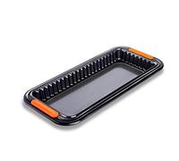 Le Creuset Stampo Tortiera, Rettangolare, 33 x 13 x 3 cm, Resistente alle Sostanze Acide, Finitura in Acciaio al Carbonio, Antracite,Arancione, 94103229001100