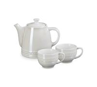 Le Creuset White Raster Stone Leger Tea Time Set teiera 550 ml e 2 tazze perlate