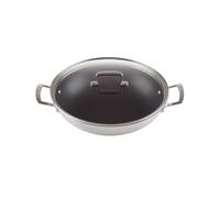 Le Creuset Padella Wok in acciaio inox con int. antiaderente e coperchio in vetro, diameter 30 cm, Volume 4.3L, Compatibile con Tutte le Fonti di Calore (Induzione Inclusa), 96201130001000