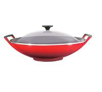 LE CREUSET Wok con Coperchio in Vetro 36 cm Ciliegia Rosso