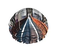 Le cuffie da doccia Brooklyn Bridge con doppio strato mantengono bene i capelli sia che li indossi durante la doccia o il bagno.