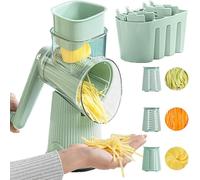 Le D Affaires 5 in 1 Grattugia Rotativa Affetta Verdure, Grattugia A Manovella, Artefatto da Cucina 5 in 1 Tritatutto, Grattugia Rotante con Maniglia, Manovella Tritatutto, Green-3