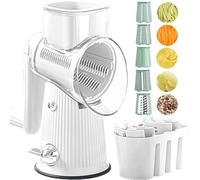 Le D Affaires 5 in 1 Grattugia Rotativa Affetta Verdure, Grattugia A Manovella, Artefatto da Cucina 5 in 1 Tritatutto, Grattugia Rotante con Maniglia, Manovella Tritatutto, White-5
