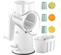 Le D Affaires 5 in 1 Grattugia Rotativa Affetta Verdure, Grattugia A Manovella, Artefatto da Cucina 5 in 1 Tritatutto, Grattugia Rotante con Maniglia, Manovella Tritatutto, White-3