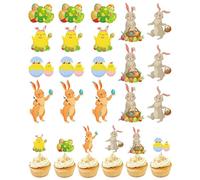 Le decorazioni a forma di coniglio 24 pezzi di incantevole estetica | Decorazione di Pasqua con uova e top per dessert in casa, ristorante, ufficio