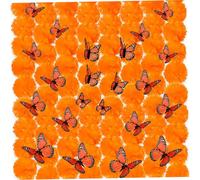 Le decorazioni per il giorno dei morti includono 50 teste di fiori di calendula e 24 farfalle monarca, 1 set per la casa indiana Diwali, ghirlanda fai da te, ghirlanda di Halloween.