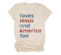 Le donne amano anche l"America camicia Lei è UNA brava ragazza ama anche l"America 4 luglio patriottica Giorno dell"Indipendenza Camicia, beige., 3XL