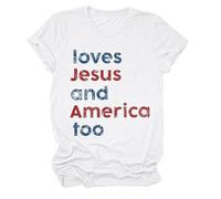 Le donne amano anche l"America camicia Lei è UNA brava ragazza ama anche l"America 4 luglio patriottica Giorno dell"Indipendenza Camicia, bianco, L
