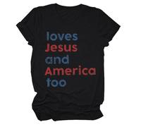 Le donne amano anche l"America camicia Lei è UNA brava ragazza ama anche l"America 4 luglio patriottica Giorno dell"Indipendenza Camicia, Nero , 3XL