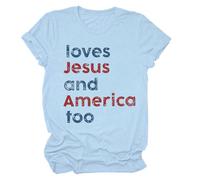 Le donne amano anche l"America camicia Lei è UNA brava ragazza ama anche l"America 4 luglio patriottica Giorno dell"Indipendenza Camicia, Azzurro, L