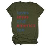 Le donne amano anche l"America camicia Lei è UNA brava ragazza ama anche l"America 4 luglio patriottica Giorno dell"Indipendenza Camicia, verde militare, XXL