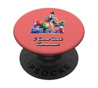 Le donne che viaggiano con un sacco di bagagli Divertente donna guida in vacanza PopSockets PopGrip Adesivo