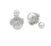 Le Donne ciondolano l'orecchino Orecchini Cerchi Borchie Moda personalità Illusion Ball Orecchini Donna Crystal da Simple Sweet Bow Orecchini Lunghi Donna (Color : Weiß)
