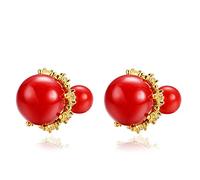 Le Donne ciondolano l'orecchino Orecchini Cerchi Borchie Moda personalità Illusion Ball Orecchini Donna Crystal da Simple Sweet Bow Orecchini Lunghi Donna (Color : Rot)