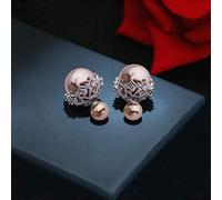 Le Donne ciondolano l'orecchino Orecchini Cerchi Borchie Moda personalità Illusion Ball Orecchini Donna Crystal da Simple Sweet Bow Orecchini Lunghi Donna (Color : Coffee)