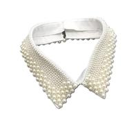 Le donne di lusso fatte a mano imitazione perla strati bavaglino collo staccabile camicetta bavero girocollo collana decorativa mezza camicia-W