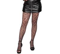 Le donne hanno modellato le calze a rete nere del pizzo delle calze a rete/collant di modo con le stampe, Stampa leopardata, Taglia unica
