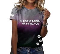 Le Donne Sono gentili con Gli Animali o ucciderò la Maglietta 'Equipaggio della Maglietta per Le Donne (S) (Purple S)