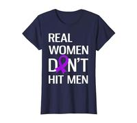Le Donne Vere Non colpiscono Gli Uomini consapevolezza della violenza Domestica Maglietta, Donna, Navy, S