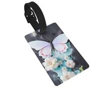 Le etichette per bagagli bianche con stampa a farfalla sono leggere, facili da usare e veloci da identificare per valigie da viaggio e borse.