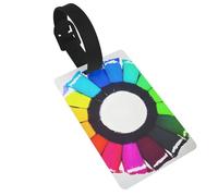 Le etichette per bagagli colorate con cerchi a pastello sono leggere, facili da usare e veloci da identificare per valigie da viaggio e borse.