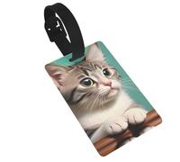 Le etichette per bagagli con stampa di un gatto curioso sono leggere, facili da usare e veloci da identificare per valigie da viaggio e borse.