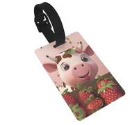 Le etichette per bagagli con stampe di mucche e fragole sono leggere, facili da usare e veloci da identificare per valigie da viaggio e borse.