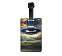 Le etichette per bagagli stampate UFO Landing, realizzate in PVC, sono essenziali da viaggio e adatte per borse da viaggio e valigie.
