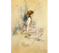 Le fate arrivarono volando alla finestra e le portarono un bel paio di ali. Illustrazione di Warwick Goble. From The Water Babies pubblicato 1922. Stampa poster di Hilary Jane Morgan (11 x 16)